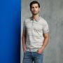 CAST IRON Heren Polo's & T-shirts Short Sleeve Polo Cotton Slub Stripe Knitted Lichtblauw - Thumbnail 7