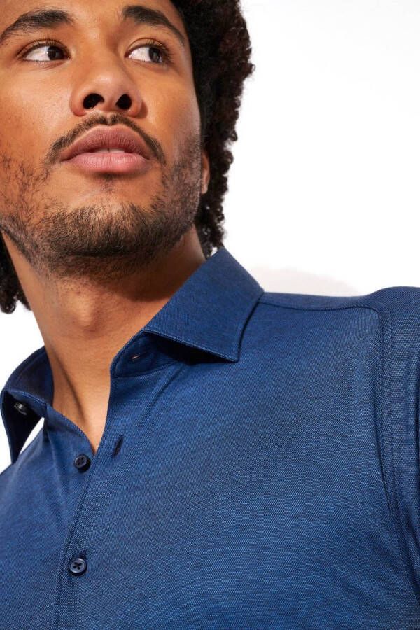 Desoto Overhemd Strijkvrij Modern Kent Indigo Blauw