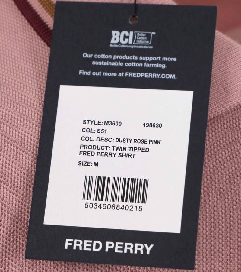 Fred Perry Rosa S51 Twin Tipped Shirt Roze Heren - Foto 4