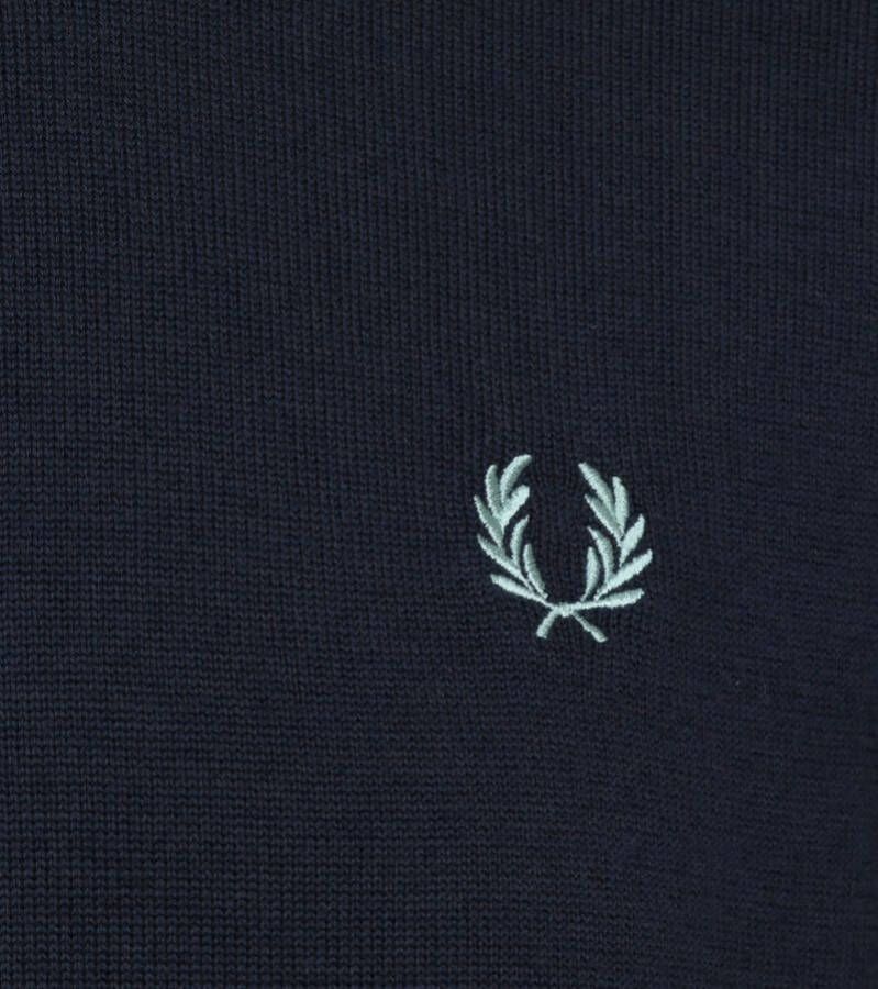 Fred Perry Trui Wol Mix Logo Navy Blauw