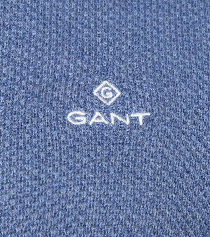 Gant Pique Zip Vest Blauw