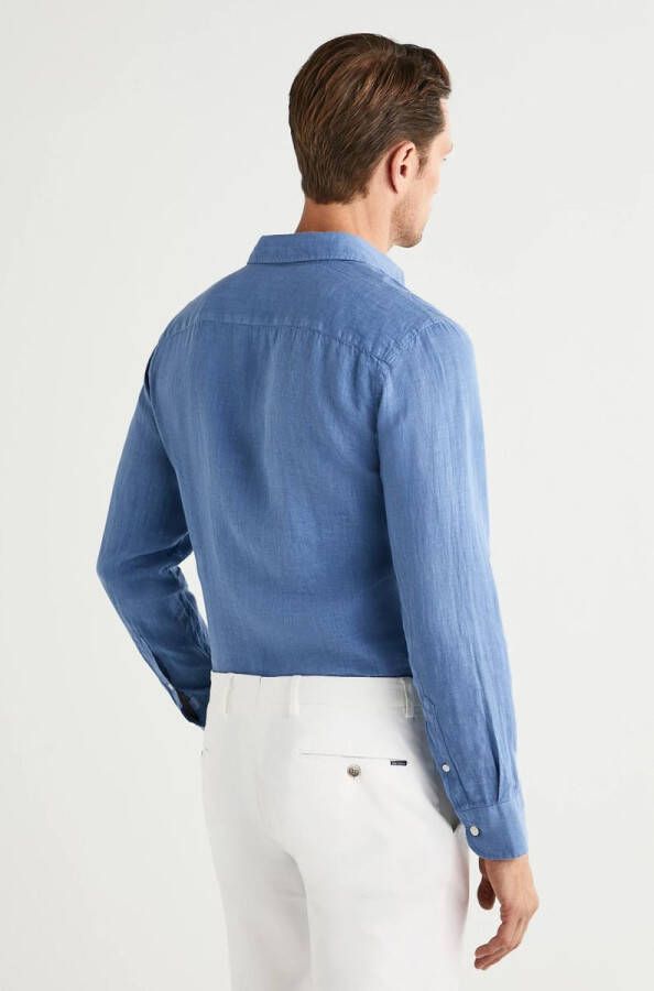 Hackett Overhemd Garment Dyed Blauw