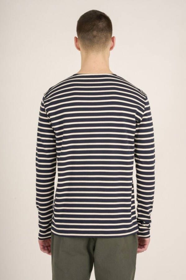 KnowledgeCotton Apparel Longsleeve T-shirt Strepen Donkerblauw