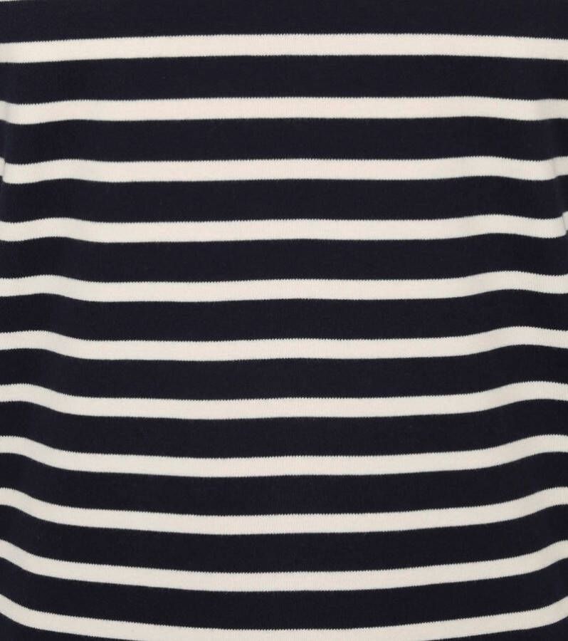KnowledgeCotton Apparel Longsleeve T-shirt Strepen Donkerblauw