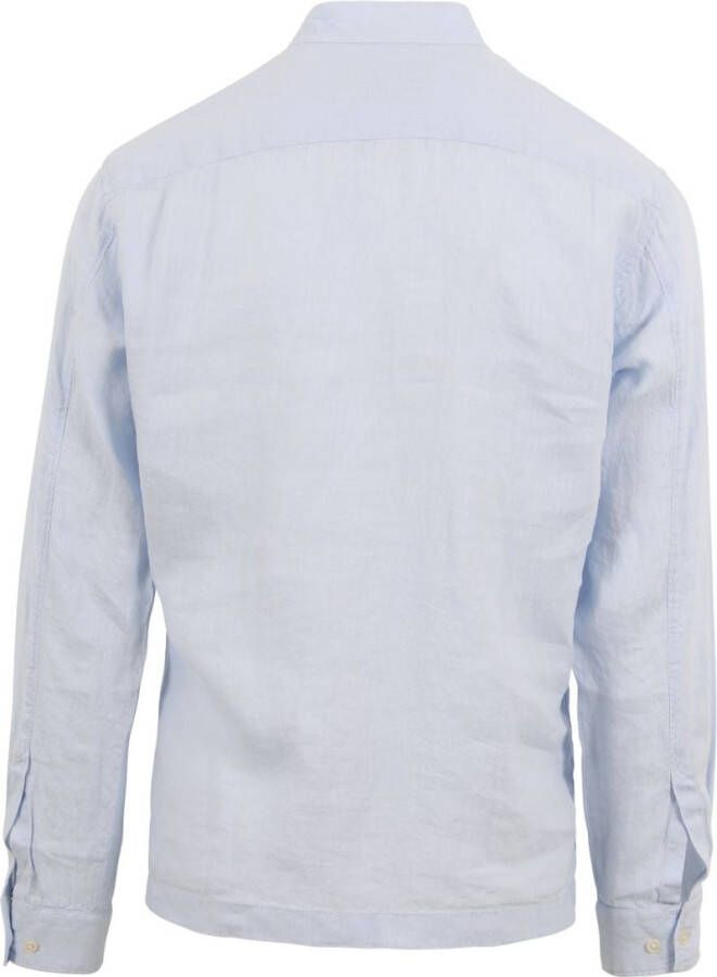 KnowledgeCotton Apparel Overhemd Linnen Lichtblauw