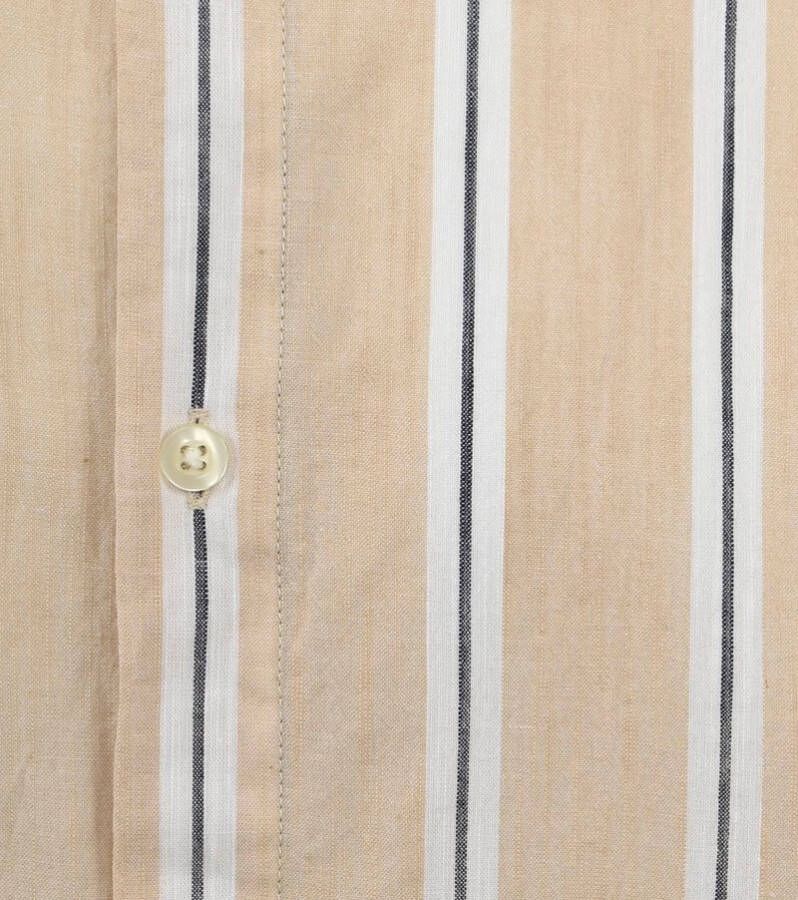 KnowledgeCotton Apparel Overhemd Streep Beige