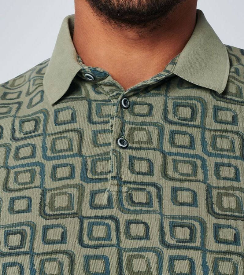 No Excess Poloshirt Print Army Groen