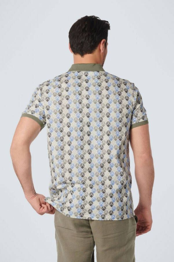 No Excess Poloshirt Print Blauw Groen