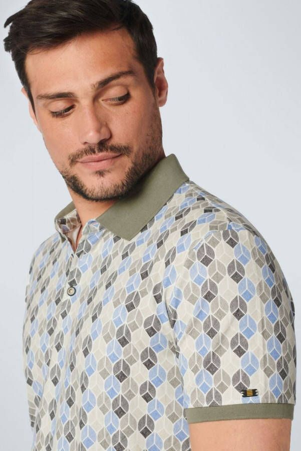 No Excess Poloshirt Print Blauw Groen