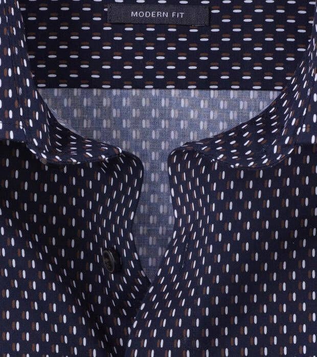 Olymp Luxor Overhemd Print Navy