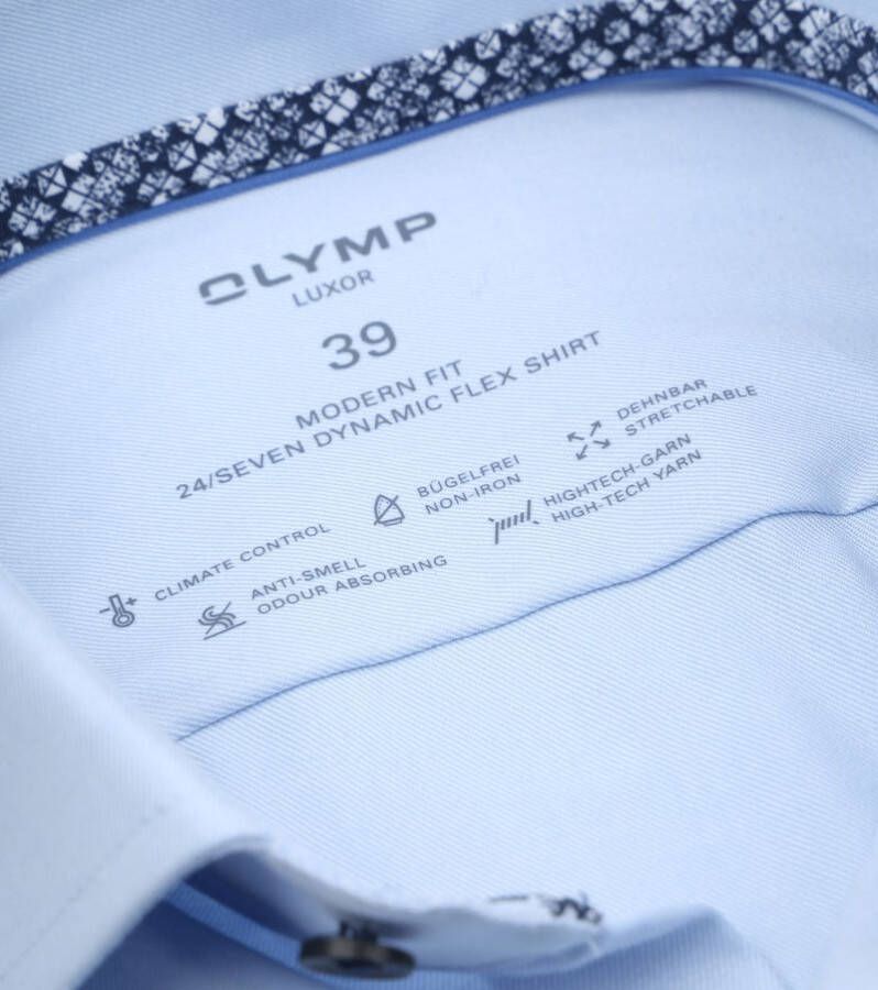 Olymp Luxor Overhemd 24 Seven Extra Lange Mouwen Lichtblauw