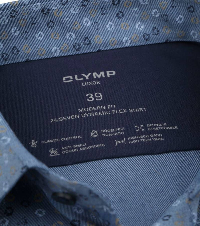 Olymp Luxor Shortsleeve Overhemd Figuren Blauw