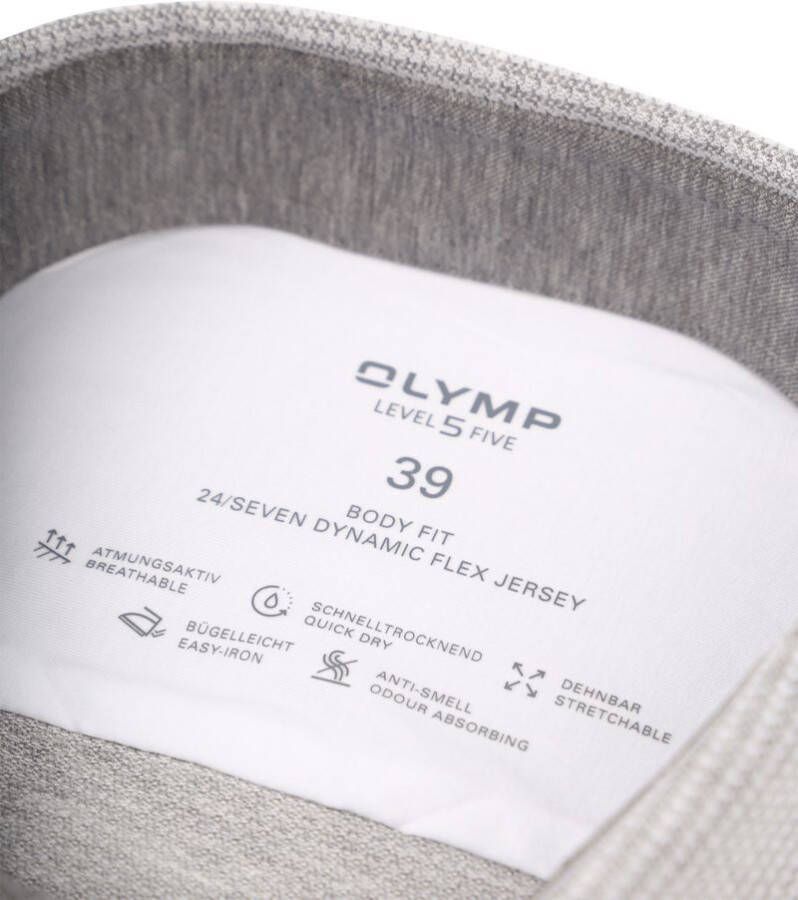 Olymp Overhemd Level 5 24 Seven Pied de Poule Grijs