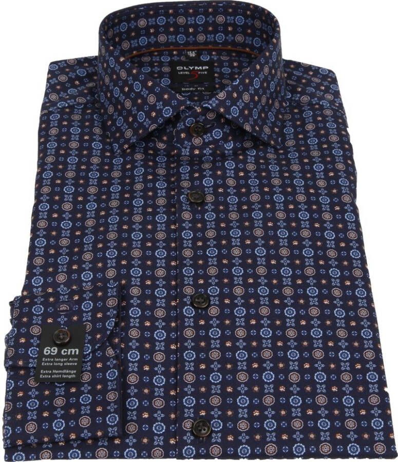 Olymp Overhemd Level Five SL7 Print Navy