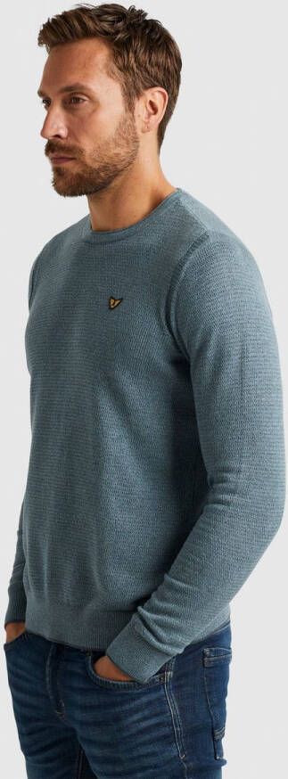 PME Legend trui met logo en textuur grijsblauw