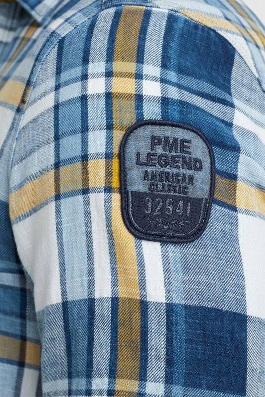 PME Legend Overhemd Ruiten Blauw Geel