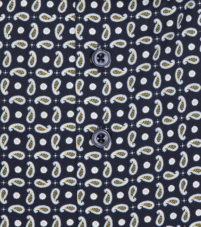 R2 Amsterdam R2 Overhemd Extra Lange Mouwen Paisley Navy