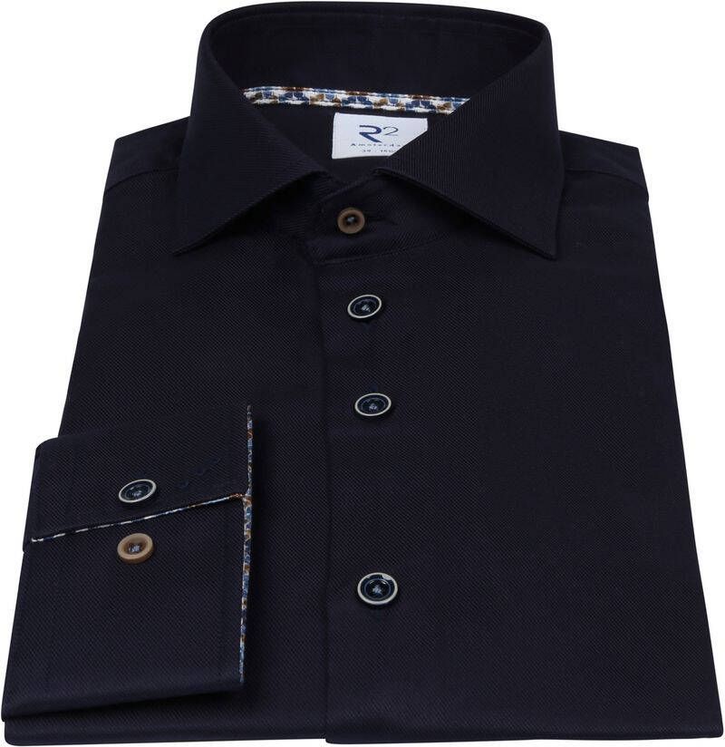 R2 Amsterdam R2 Overhemd Twill Donkerblauw