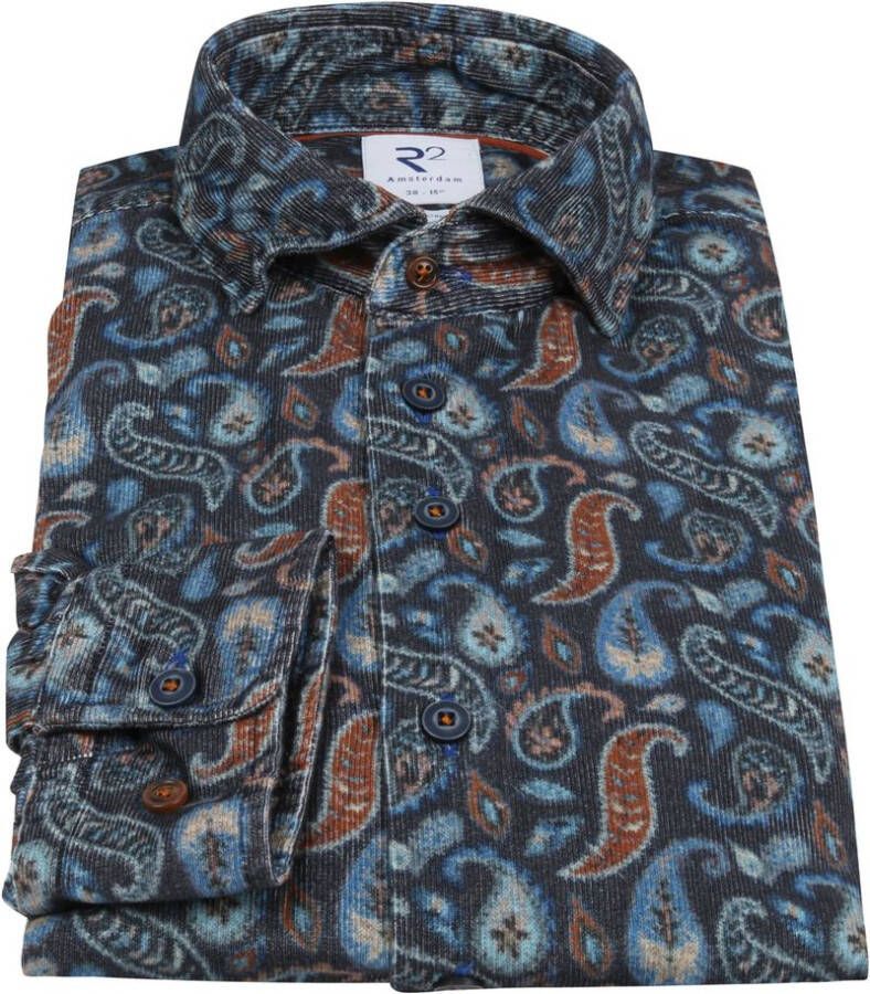 R2 Amsterdam R2 Overhemd Widespread Paisley Donkerblauw