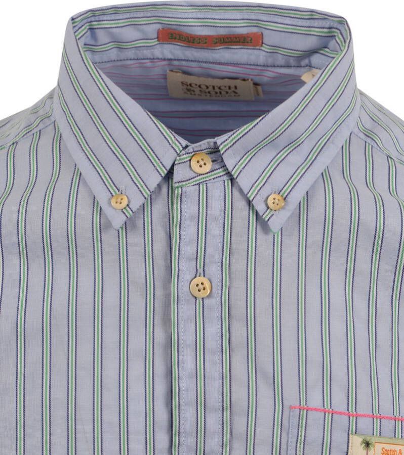 Scotch and Soda Overhemd Streep Lichtblauw