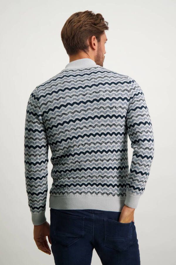 State of Art Half Zip Grijsblauw Print