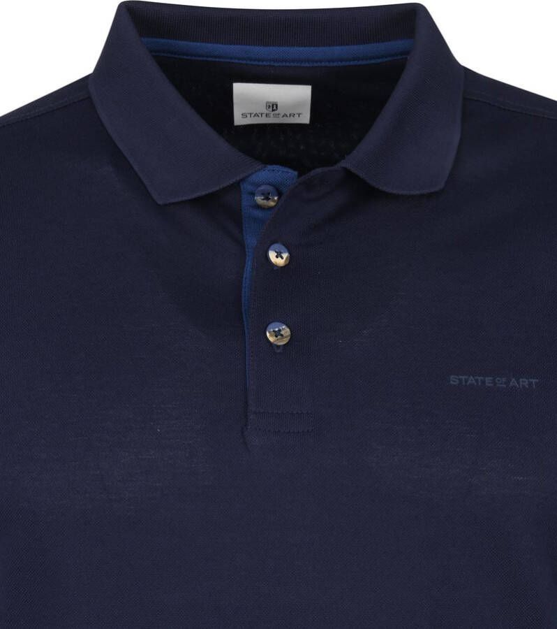 State of Art Mercerized Pique Polo Donkerblauw