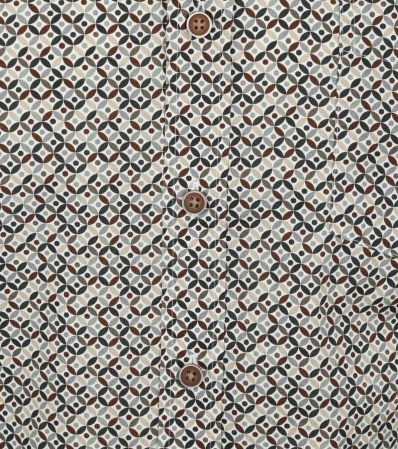 State of Art Overhemd Print Groen Bruin