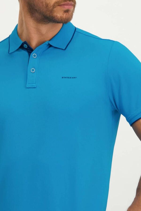 State of Art Pique Polo Petrol Blauw