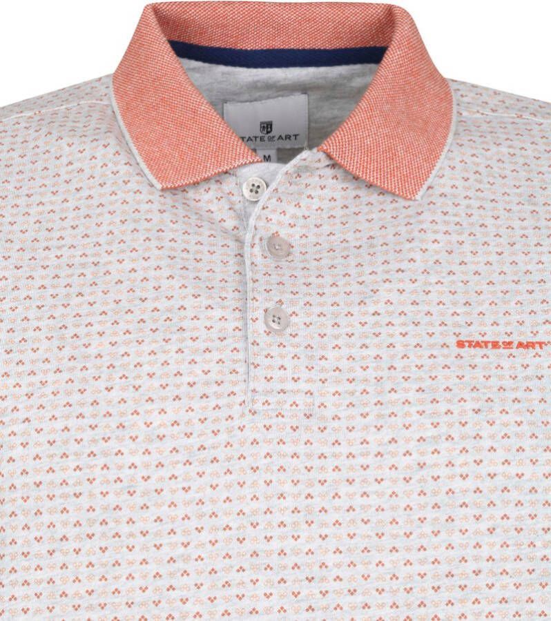 State of Art Polo Print Grijs Rood