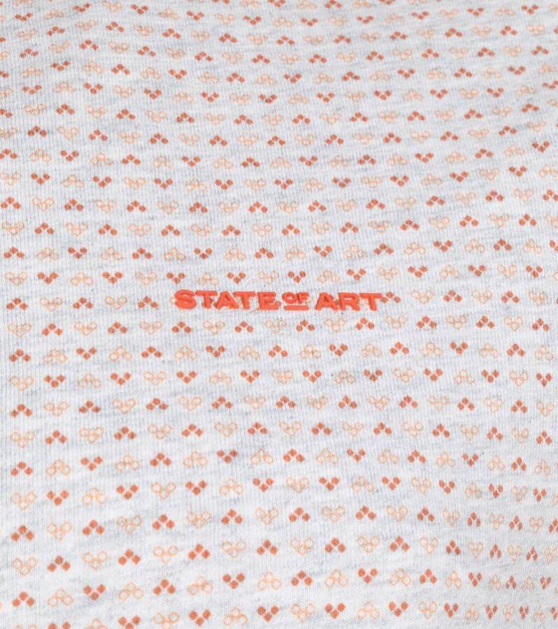State of Art Polo Print Grijs Rood