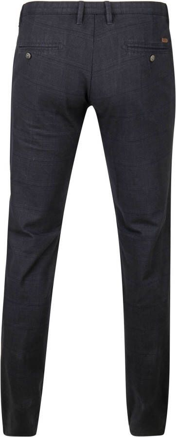 Suitable Chino Sartre Ruit Donkerblauw