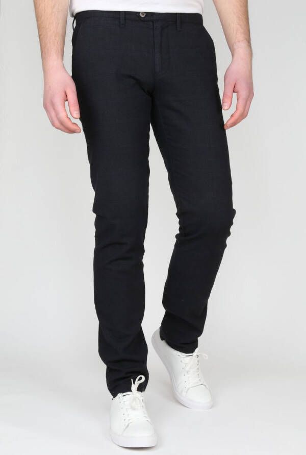 Suitable Chino Sartre Ruit Donkerblauw