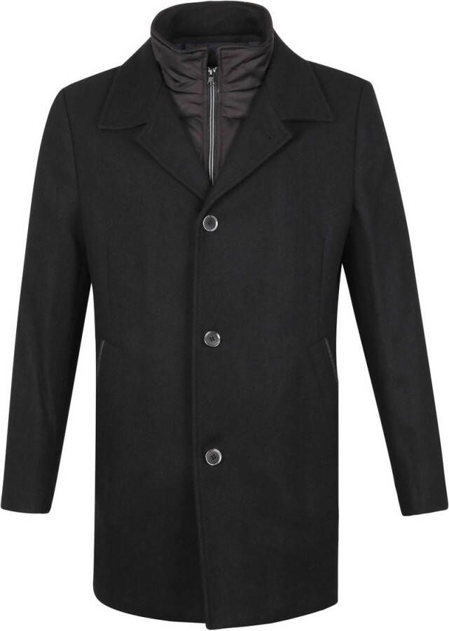 Suitable Geke Coat Wolmix Uni Zwart