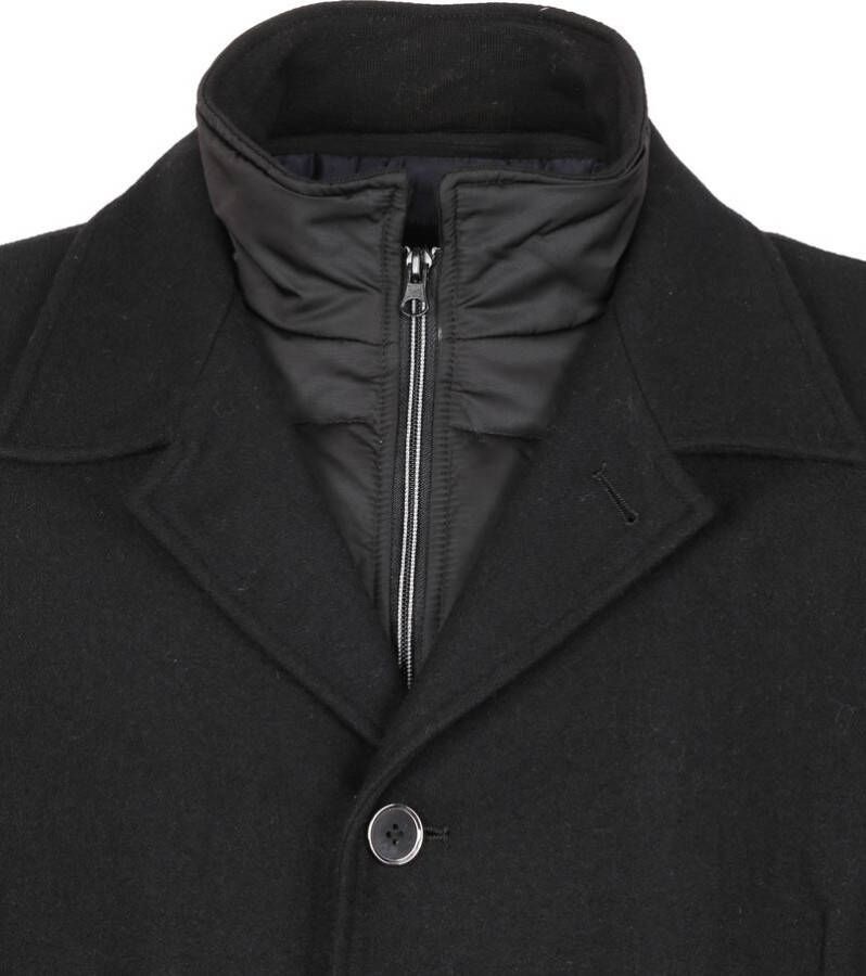 Suitable Geke Coat Wolmix Uni Zwart
