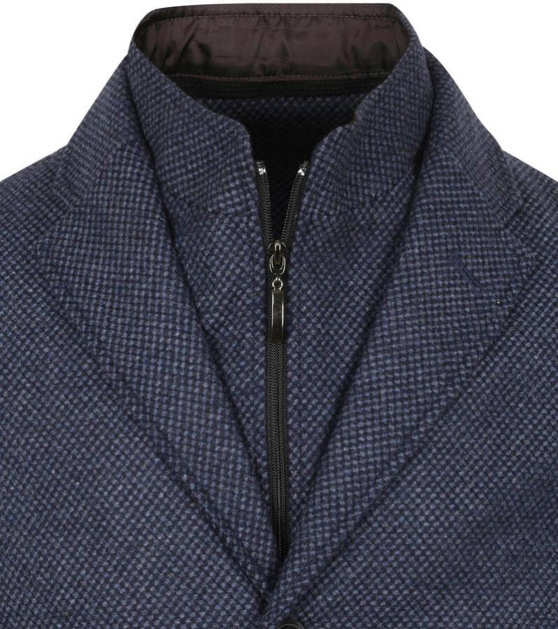 Suitable K150 Coat Wol Blend Ruit Donkerblauw