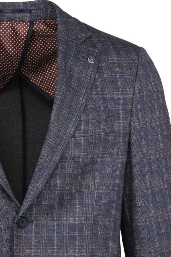 Suitable Kostuum Jersey Grijs Blauw Ruit