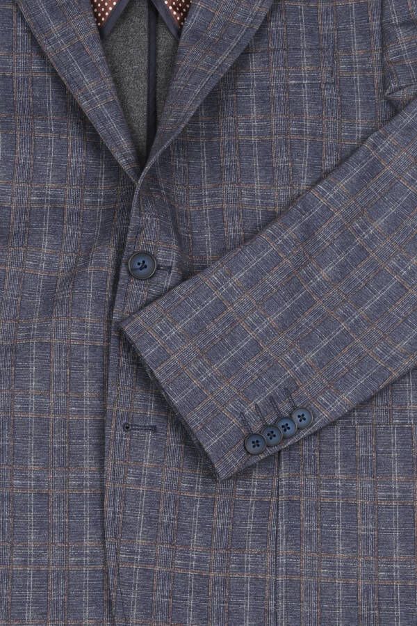 Suitable Kostuum Jersey Grijs Blauw Ruit