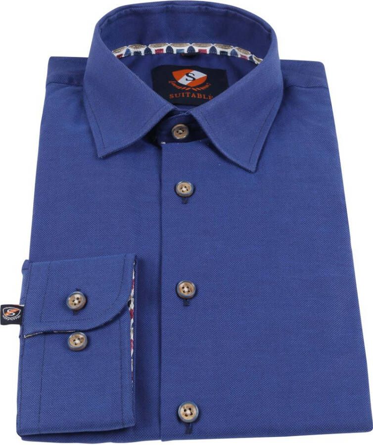 Suitable Overhemd Smart Indigo Blauw