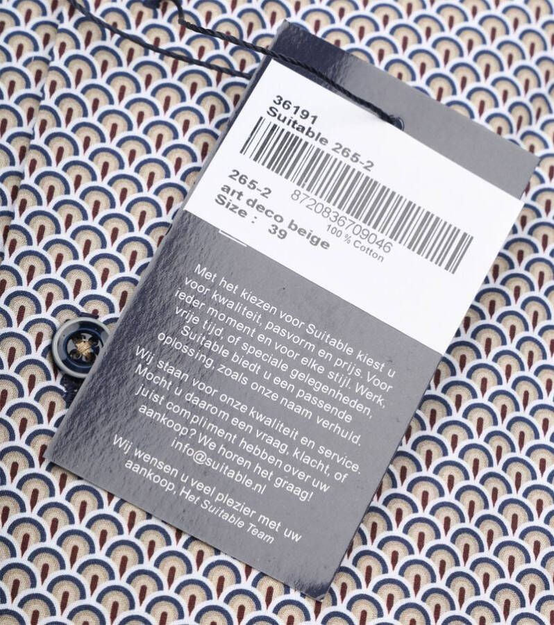 Suitable Overhemd Twill Print Beige