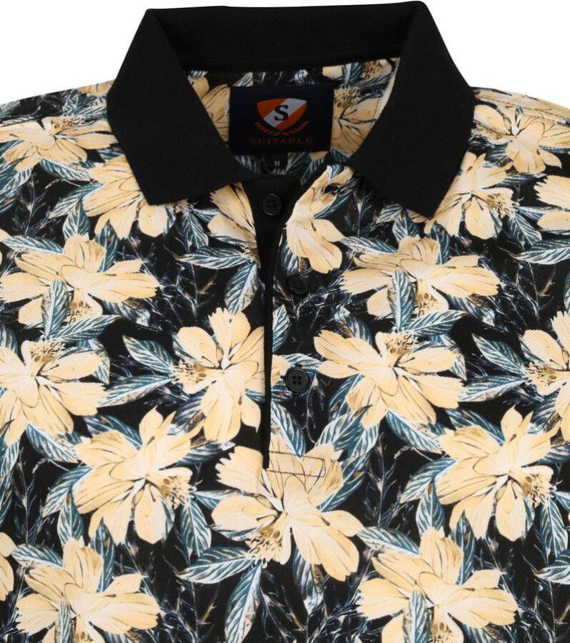 Suitable Polo Bloemen Donkerblauw Navy