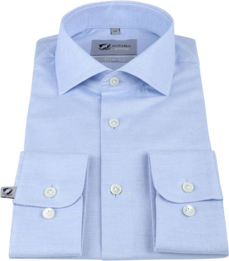 Suitable Prestige Overhemd Mouline Lichtblauw