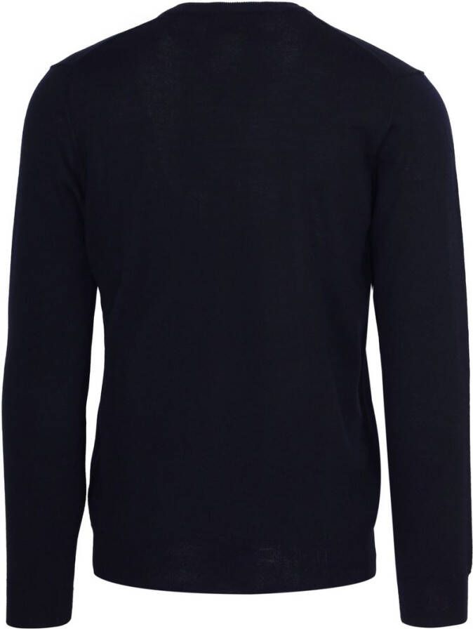 Suitable Pullover V-Hals Wol Donkerblauw