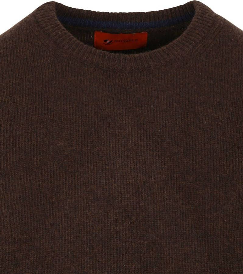 Suitable Pullover Wol O-Hals Bruin
