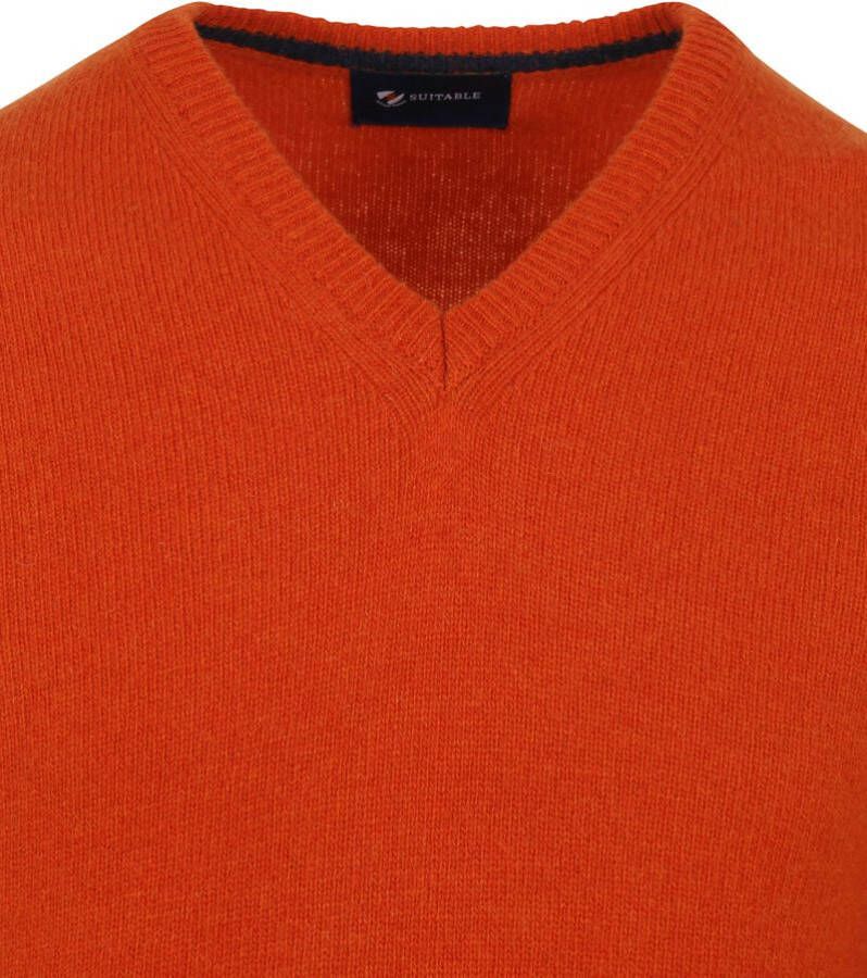 Suitable Pullover Wol V-Hals Oranje