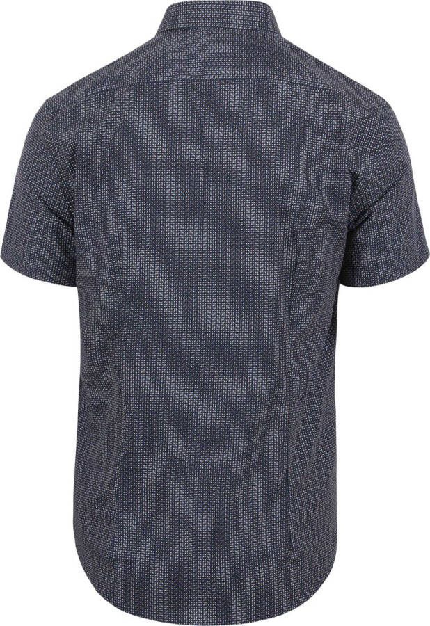 Suitable Short Sleeve Overhemd Print Navy