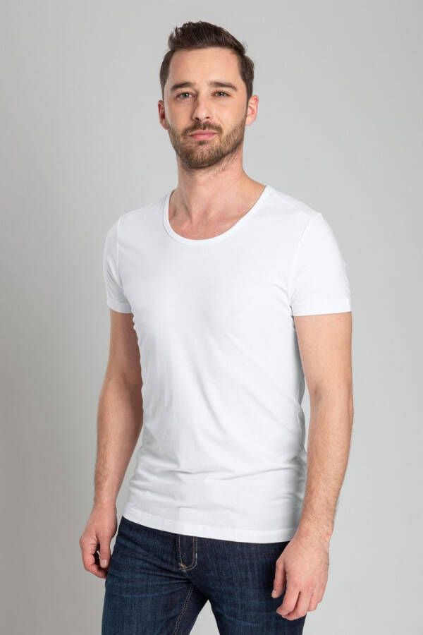 Suitable Otaru T-Shirt Brede Ronde Hals Wit 2-Pack