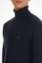 Tommy Hilfiger Donkerblauwe Coltrui Exaggerated Structure Roll Neck - Thumbnail 10