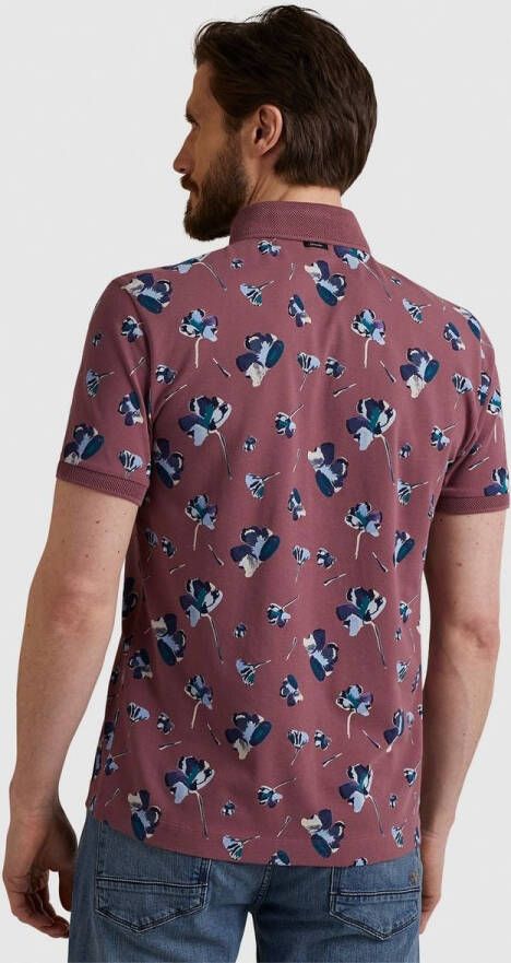 Vanguard Poloshirt Piqué Bloemen Donkerroze