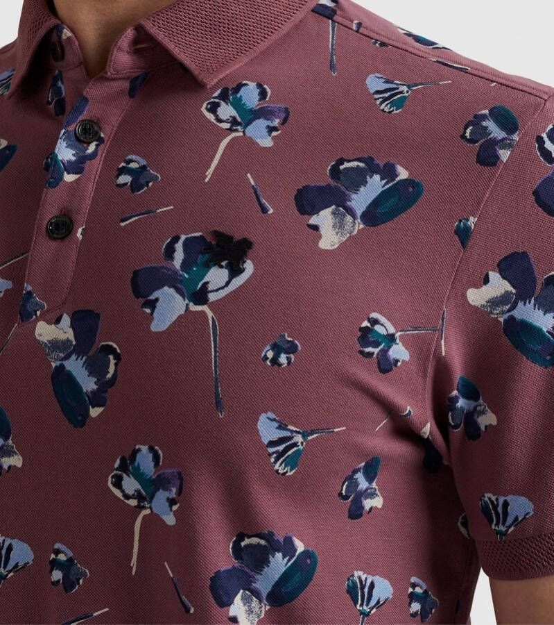 Vanguard Poloshirt Piqué Bloemen Donkerroze