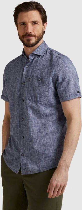 Vanguard Short Sleeve Overhemd Linnen Blauw